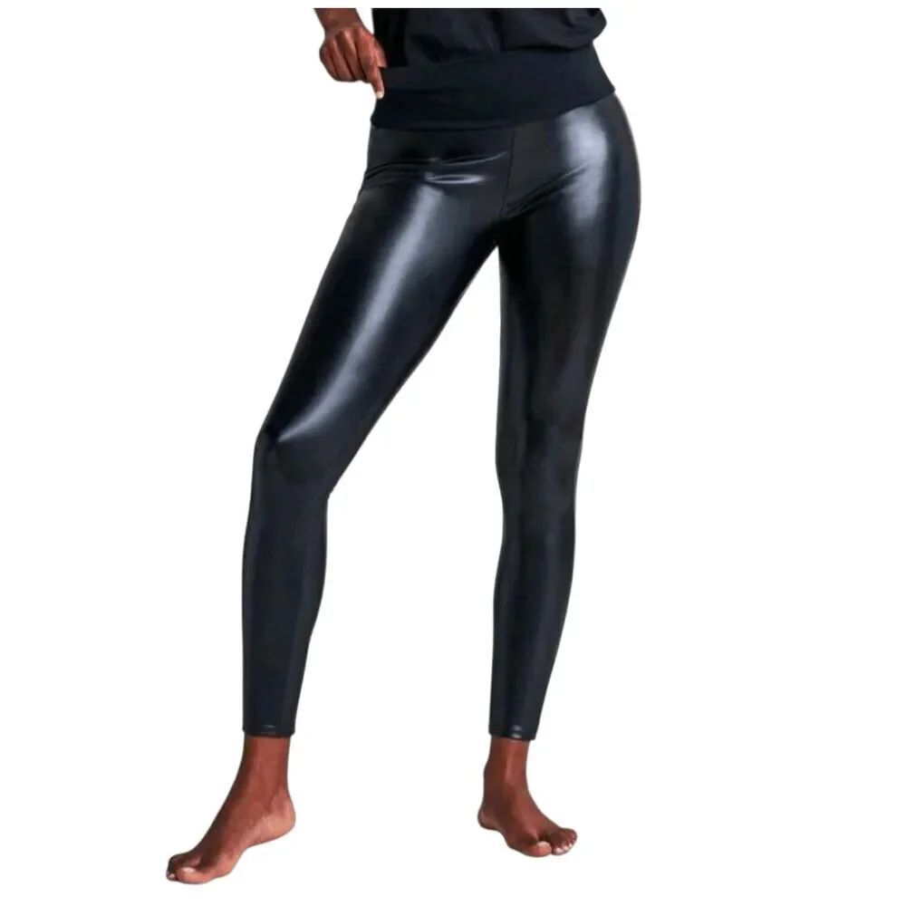 SPANX All Over Faux Leather Leggings Size Med